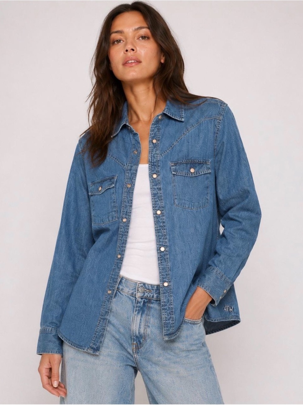 Moose Knuckles Denim Pearl Snap Shirt – Size Medium